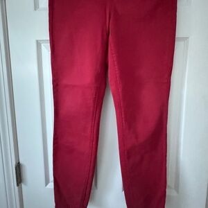 Red stretch skinny ankle length jeans. Size 8.